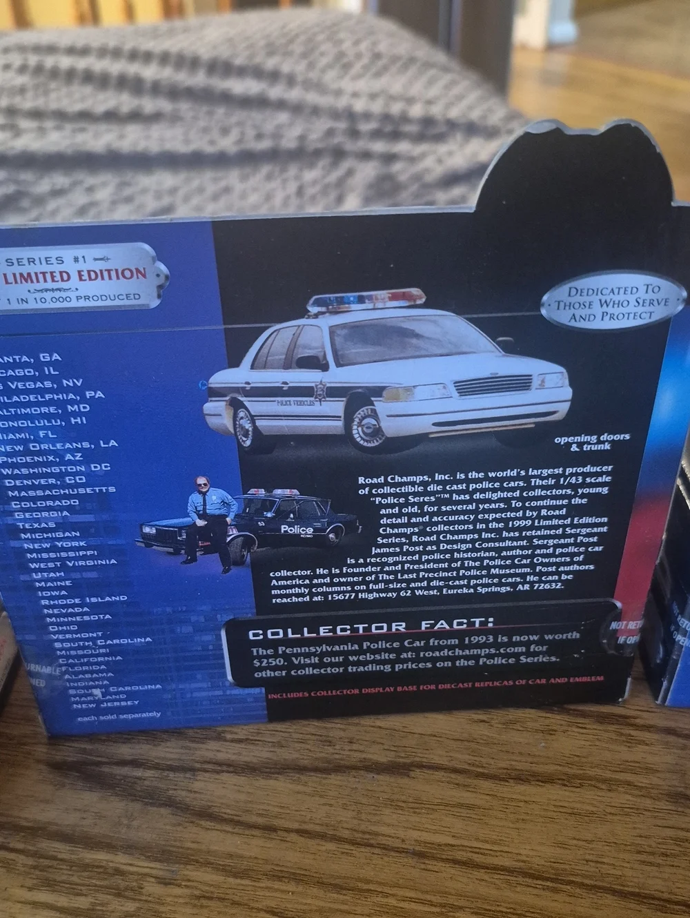 New In Box Lot3 Champion White Police Car Toy -Packaged Collectible. Dated 1999